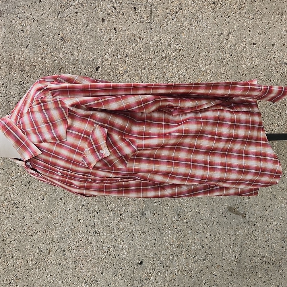 Men's Western Red Plaid Shirt - Picture 8 of 14